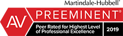 Martindale-Hubbell AV Preeminent Peer Rated for Highest Level of Professional Excellence 2019